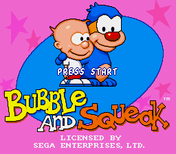 Bubble and Squeak title screen for Sega Genesis